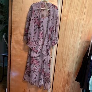 R & M Richards Floral Dress Set - Pink and Purple